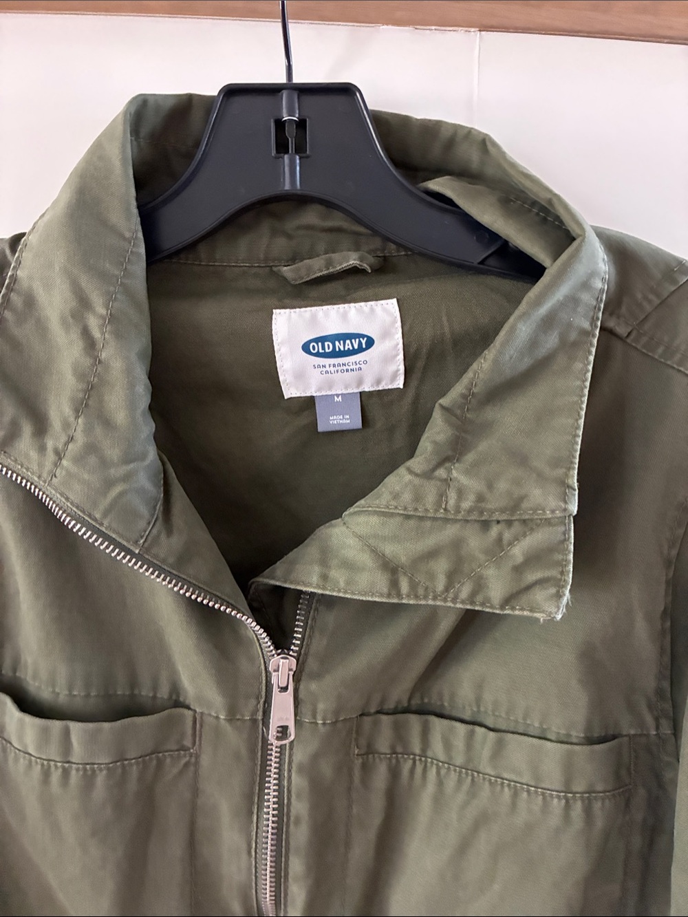 Old Navy Olive Green Zip Jacket with Silver Zipper